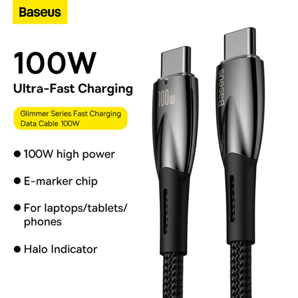 Baseus Glimmer Series USB-C To USB-C 100 W Şarj Kablosu (CADH000801)