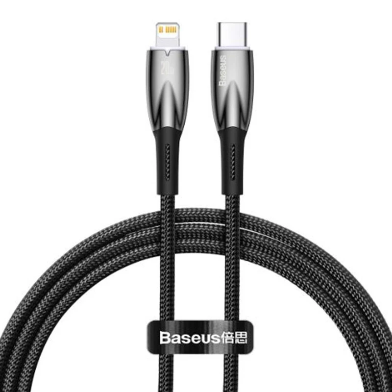 Baseus Glimmer Series 1 m 20 W USB-C to Lightning Örgülü Kablo – Hızlı Şarj & Veri