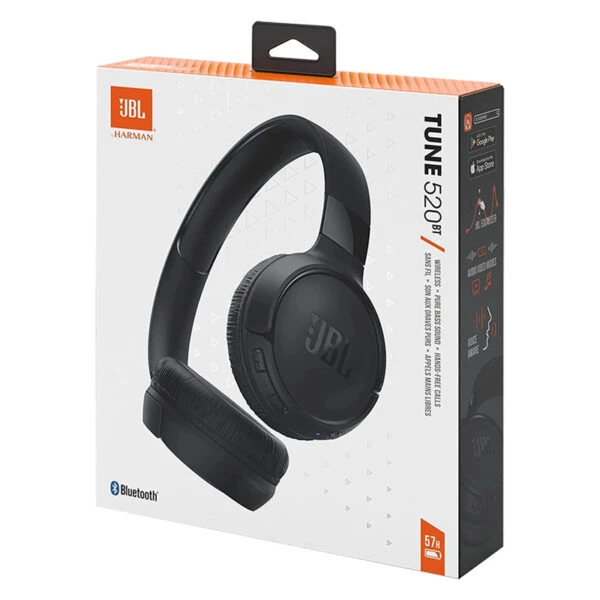 JBL Tune 520BT Siyah Bluetooth On‑Ear Kulaklık – Hafif, katlanabilir, uzun batarya