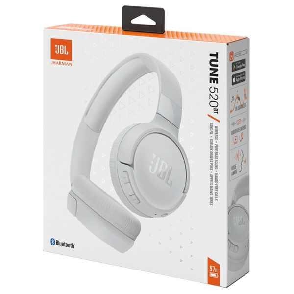 JBL Tune 520BT Beyaz Bluetooth On‑Ear Kulaklık – Hafif, katlanabilir, uzun batarya