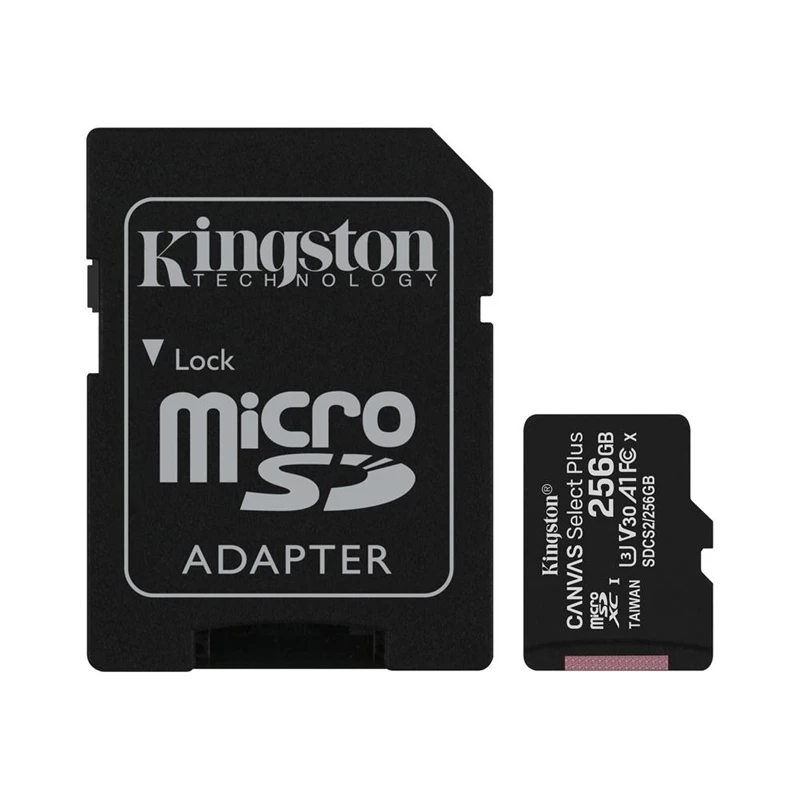 Kingston SDCS2/256GB 256GB microSDXC Canvas Select Plus 100R A1 C10 Hafıza Kartı + SD Adaptör