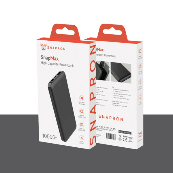 SnapMax SNP-3000-3001 10.000 mAh Powerbank 2x USB Çıkışlı 1 Type-C ve 1 Micro Girişli