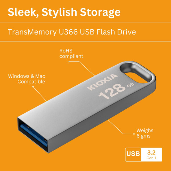 Kioxia U366 128GB Metal USB Bellek
