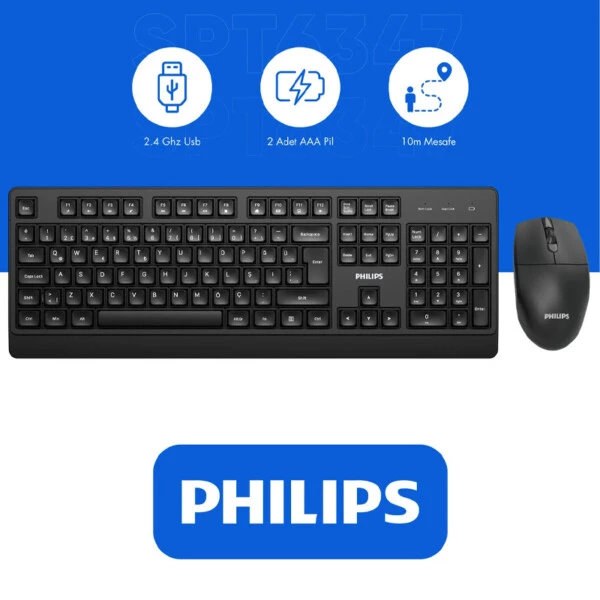 Philips SPT6347 Kablosuz Klavye Mouse Set