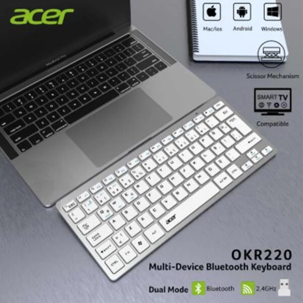 Acer OKR220 Beyaz MultiDevice Kablosuz Klavye