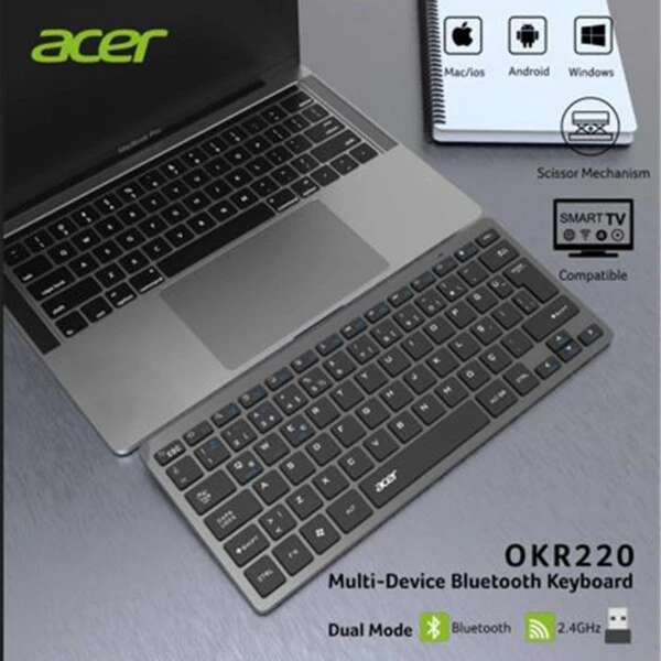 Acer OKR220 Siyah MultiDevice Dual Mode Kablosuz Klavye