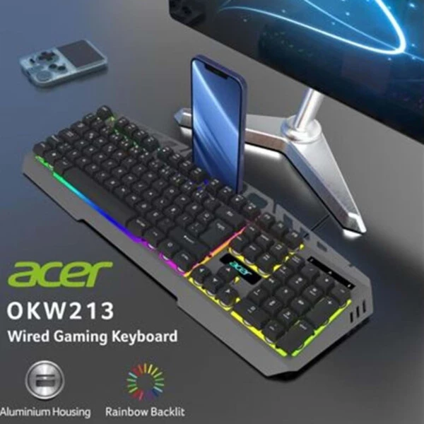 Acer OKW213 Siyah RGB Rainbow Backlit Gaming Keyboard