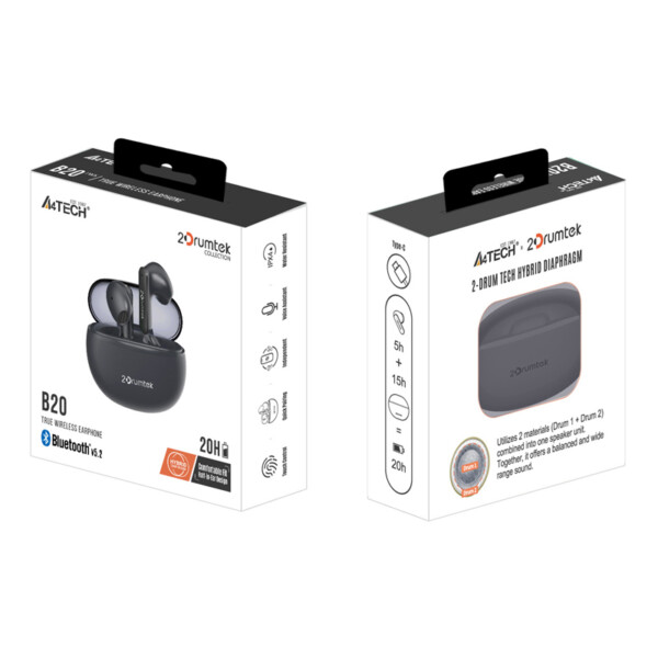 A4 Tech 2Drumtek B20 Ash Grey Bluetooth Kulaklık