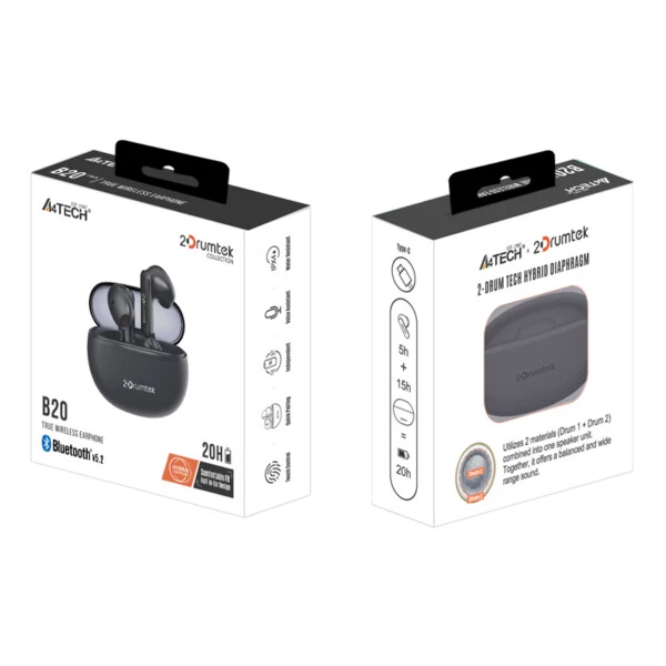 A4 Tech 2Drumtek B20 Ash Grey Bluetooth Kulaklık