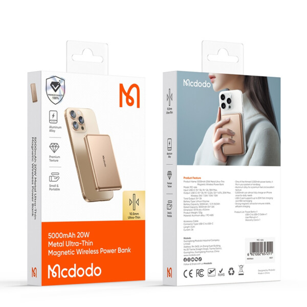 Mcdodo MC-4642 5000 mAh 20W Manyetik Kablosuz Powerbank
