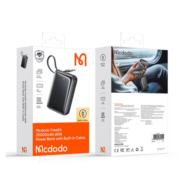Mcdodo MC-6370 20,000 mAh 65W Dahili Kablolu Powerbank