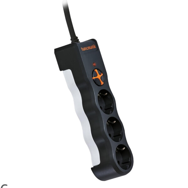 Tunçmatik TSK19010 3’lü Enerji Koruma Powersurge 1050 Joule Aşırı Gerilim Koruyucu Priz Siyah