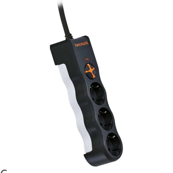 Tunçmatik TSK19010 3’lü Enerji Koruma Powersurge 1050 Joule Aşırı Gerilim Koruyucu Priz Siyah