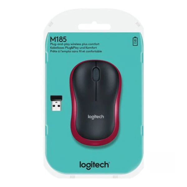 Logitech M185 Kırmızı Kablosuz Mouse 910-002237